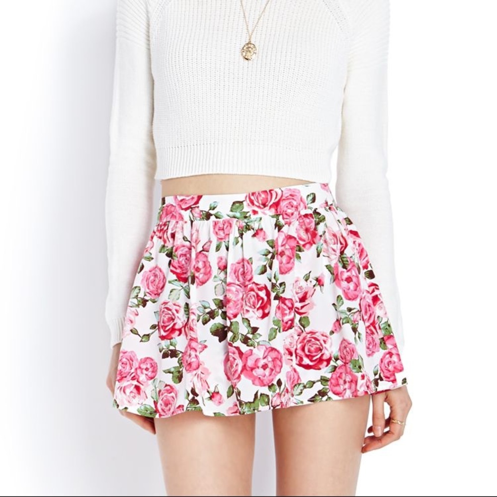 Rose Print Skirt/Skort